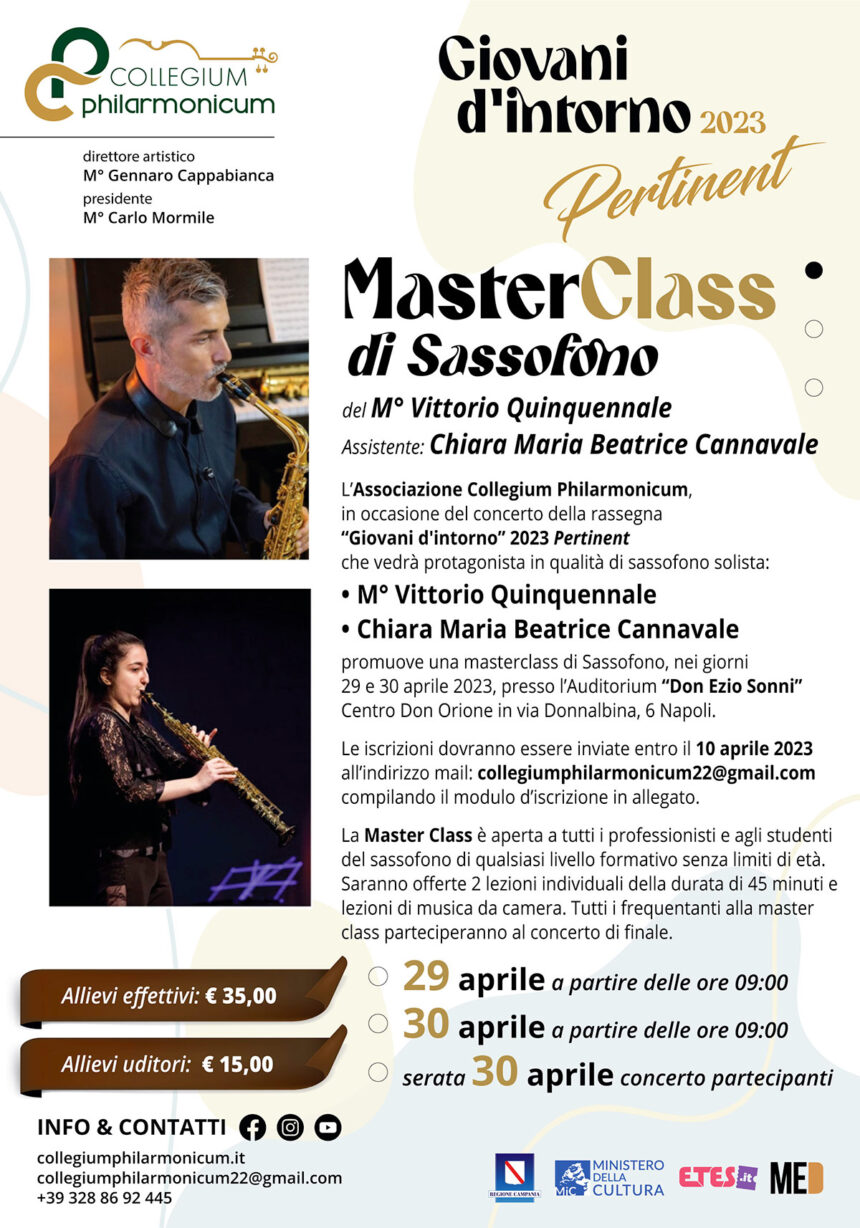 MasterClass di Sassofono del M° Vittorio Quinquennale