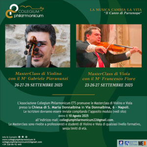 MasterClass di Violino con il M° Gabriele Pieranunzi e di Viola con il M° Francesco Fiore
